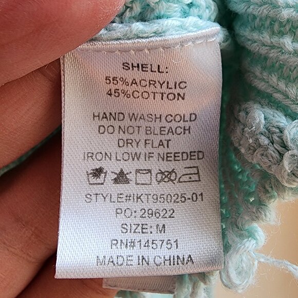 Fantastic Fawn Mint Scoop Neck Fringe Sweater Size Medium - Picture 9 of 13